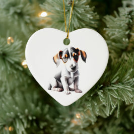 Personalisierter, glatter Fox Terrier Welpe Keramik Ornament