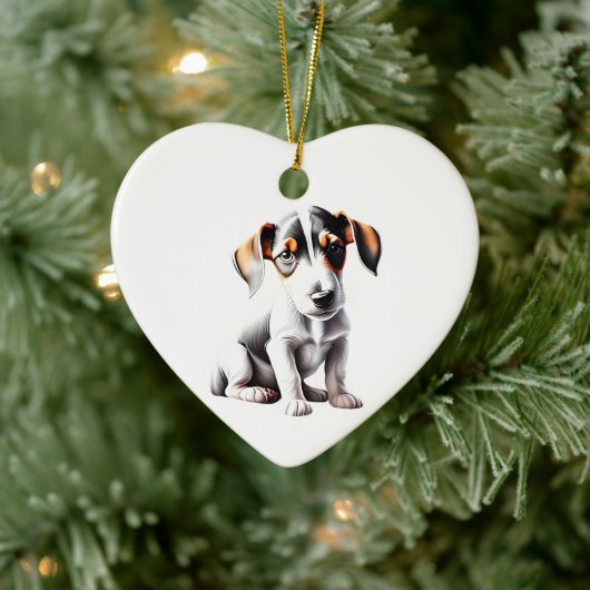 Personalisierter, glatter Fox Terrier Welpe Keramik Ornament (Baum)