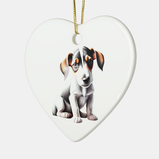 Personalisierter, glatter Fox Terrier Welpe Keramik Ornament (Links)