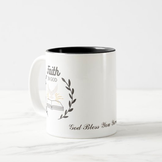 Personalisierter Glaube an Gott, Gott segne euch T Zweifarbige Tasse (Vorderseite Links)
