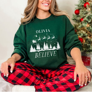 Personalisierter Glaube an Santa-Schlitten-Weihnac Sweatshirt