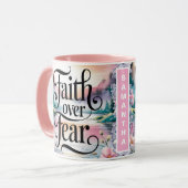 Personalisierter Glaube über Angst Christliche Fra Tasse (Vorderseite Links)