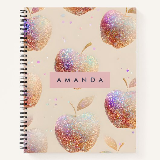 Personalisierter Glitter Apfel Funkel Frucht Paste Notizblock (Vorderseite)