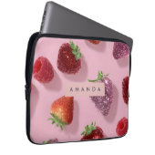 Personalisierter Glitter Erdbeere & Himbeere Laptopschutzhülle (Vorne Rechts)