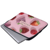 Personalisierter Glitter Erdbeere & Himbeere Laptopschutzhülle (Vorne Knopf)
