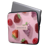 Personalisierter Glitter Erdbeere & Himbeere Laptopschutzhülle (Vorderseite Links)