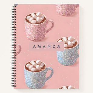 Personalisierter Glitter-Heiße-Schokolade-Ästhetik Notizblock