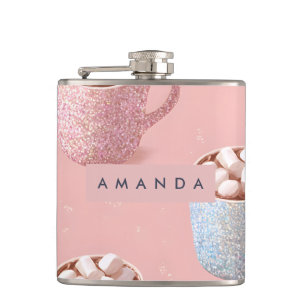 Personalisierter Glitter Hot Cocoa Ästhetischer Pa Flachmann