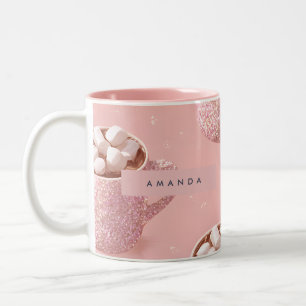 Personalisierter Glitter Hot Cocoa Ästhetischer Pa Zweifarbige Tasse