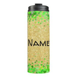 Personalisierter Glitter & Shamrocks Thermosbecher