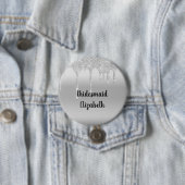 Personalisierter Glitter-Silber-Brautjungfer Button (Beispiel)