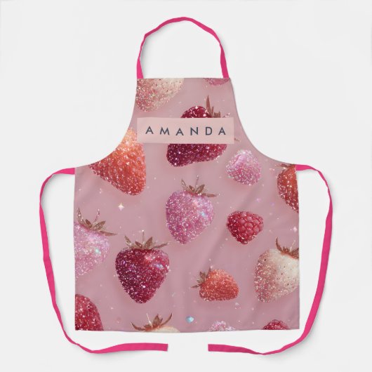 Personalisierter Glitter-Strawberry-Dream-Funkelnd Schürze (Vorderseite)