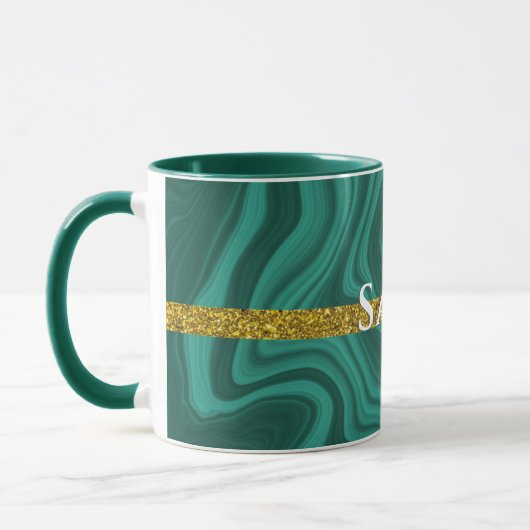 personalisierter Glitzer aus Grünholz Tasse (Links)