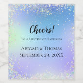 Personalisierter Glitzer Blue Lila Wedding Weinetikett (Einzelnes Label)