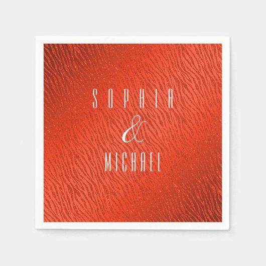 Personalisierter Glitzer für Tierdruckaufdruck Rot Serviette (Vorderseite)