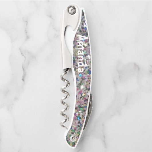 Personalisierter Glitzer Kellnermesser (Vorderseite)