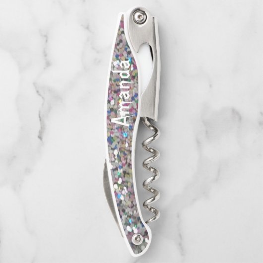 Personalisierter Glitzer Kellnermesser (Rückseite)