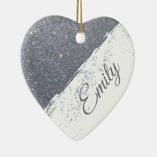 Personalisierter Glitzer Keramik Ornament (Rechts)