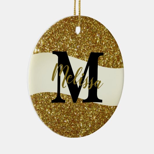 Personalisierter Glitzer Keramik Ornament (Rechts)