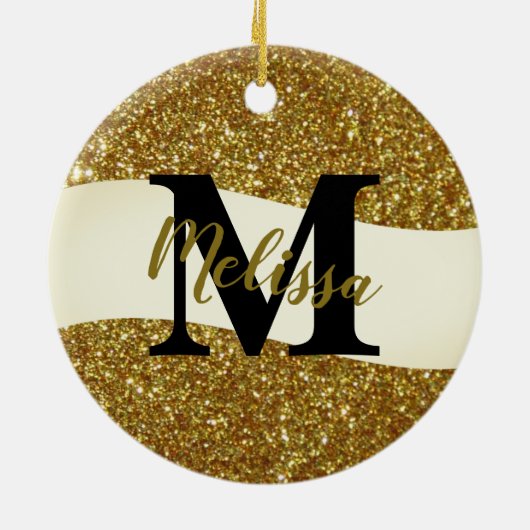 Personalisierter Glitzer Keramik Ornament (Hinten)