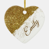 Personalisierter Glitzer Keramik Ornament (Vorne)