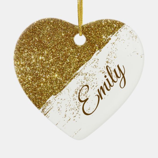 Personalisierter Glitzer Keramik Ornament (Vorne)