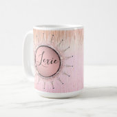 Personalisierter Glitzer Mandala Rosa Mattiertes G Kaffeetasse (Vorderseite Links)