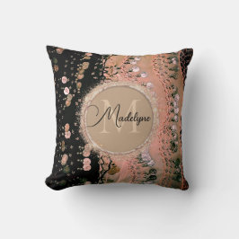 Personalisierter Glitzer mit rosa Korallen und sch Kissen