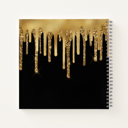 personalisierter Glitzer mit schwarzem Gold Notizblock (Rückseite)