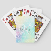Personalisierter Glitzer Pastel Bokeh Pattern Spielkarten (Rückseite)