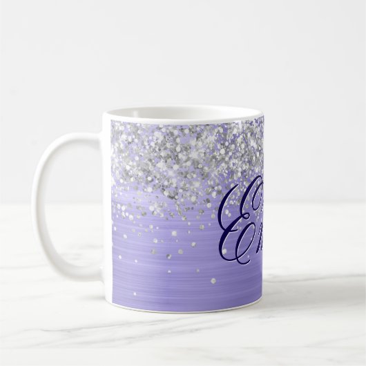 Personalisierter Glitzer Periwinkle Foil Kaffeetasse (Links)