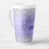 Personalisierter Glitzer Periwinkle Foil Milchtasse (Linke Ecke)