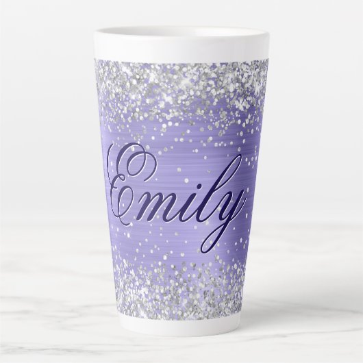 Personalisierter Glitzer Periwinkle Foil Milchtasse (Vorderseite)