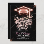 Personalisierter Glitzer Rosa Abendessen Abschluss Einladung (Vorne/Hinten)