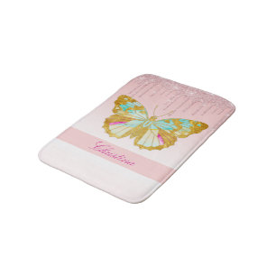 Personalisierter Glitzer Rosa Aquamariner Schmette Badematte