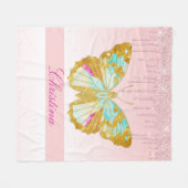 Personalisierter Glitzer Rosa Aquamariner Schmette Fleecedecke (Vorderseite (Horizontal))