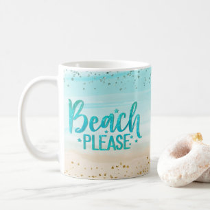 Personalisierter Glitzer Strand Bitte Kaffeetasse