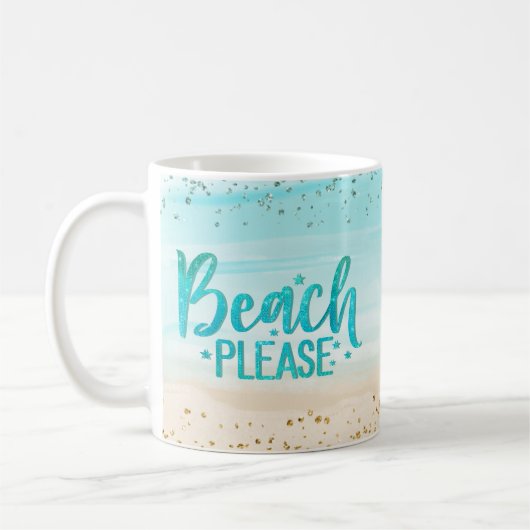 Personalisierter Glitzer Strand Bitte Kaffeetasse (Links)