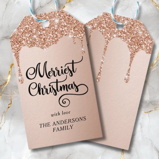 Personalisierter Glitzer trinken Frohe Weihnachten Geschenkanhänger