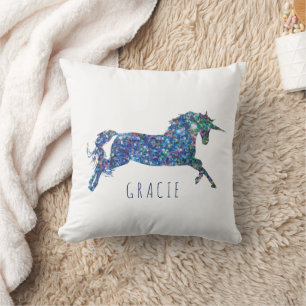 Personalisierter Glitzer Unicorn Girl Kissen
