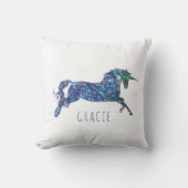 Personalisierter Glitzer Unicorn Girl Kissen (Vorderseite)