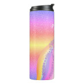 Personalisierter Glitzer Unicorn Regenbogen Kinder Thermosbecher (Nach links gedreht)