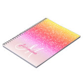 Personalisierter Glitzern von Girly Rainbow Glitze Notizblock (Linke Seite)