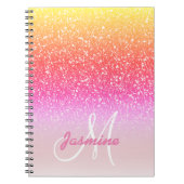 Personalisierter Glitzern von Girly Rainbow Glitze Notizblock (Vorderseite)