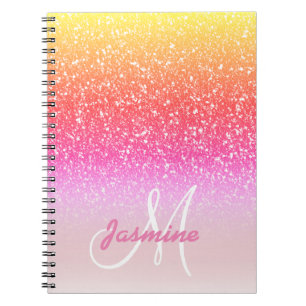 Personalisierter Glitzern von Girly Rainbow Glitze Notizblock