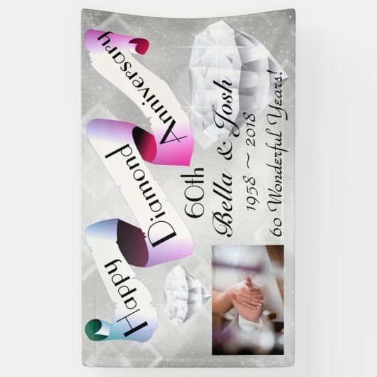 Personalisierter glücklicher 60. banner (Vertikal)