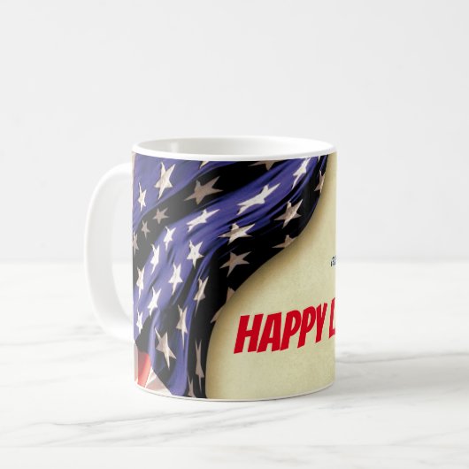 Personalisierter glücklicher Arbeitstag | Flaggens Kaffeetasse (Vorderseite Links)