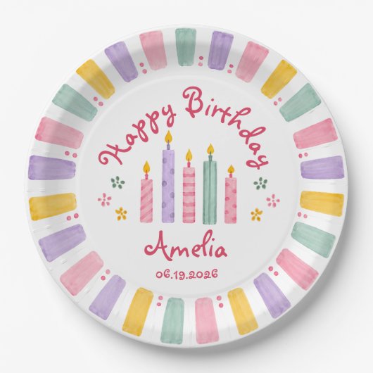 Personalisierter Glücklicher Geburtstag Papier-Tel Pappteller (Vorderseite)