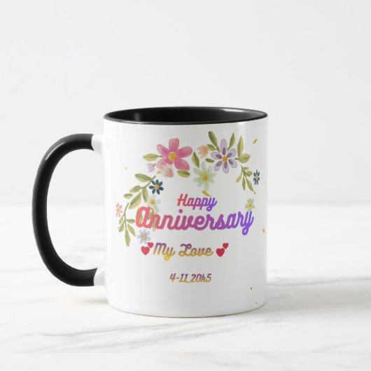 Personalisierter Glücklicher Hochzeitstag Becher Tasse (Links)