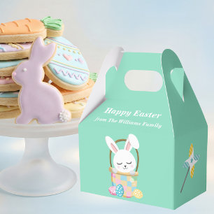 Personalisierter glücklicher Osterhase Grüne Party Geschenkschachtel